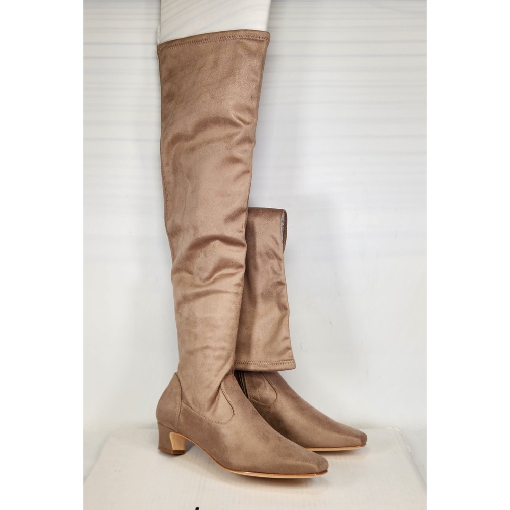 Bernardo Over the Knee Boots Women Size 7 Taupe Ultrasuede Block Heel Hammond